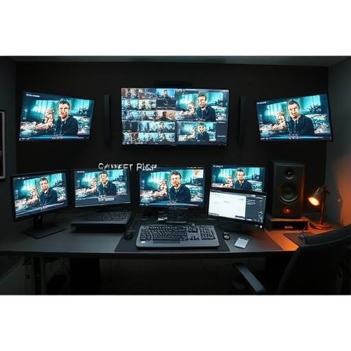 Suite de montage professionnelle avec écrans et logiciels de montage